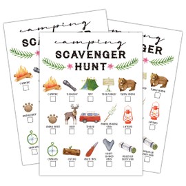 Scavenger Hunt Game, Outdoor Camping Scavenger Hunt for Kids, Nature/Park Treasure Hunt Clues Cards, Camping Party Games, Ourdoor Birthday Party Games Supplies Activities for Kids Teens Family(03)