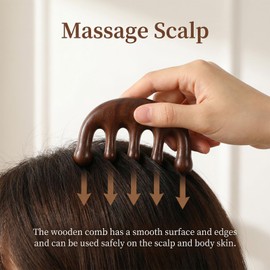 cobee Massage Comb, Wooden Comb with Wide Tooth, Pack of 2 Scalp Natural Sandalwood Comb, No Static Comb with Wide Teeth, Head Massage, Gua Sha Body Massage Tool for Men and Women