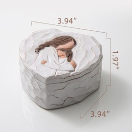 AlevaHive Mother and Daughter Figurine Jewelry Small Keepsake Box First Mothers Day Birthday Gifts for New Mom - Remember I Love You Memory Box - 3D Sculpted Hand-Painted Home Decorative Boxes