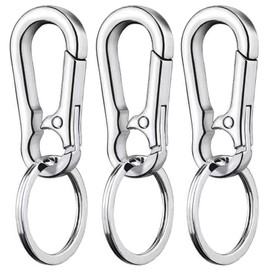 LABUYI Pack of 3 Carabiner Hooks Small, Carabiner Keyring, Key Carabiner, Carabiner Hook, Key Chain, Carabiner, Small, Key Carabiner, Silver
