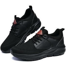 yhmbank Shoes for Mens Non Slip Work Shoes - Work & Safety Footwear, Lace-Up Breathable Work Shoes Athletic Work Sneakers All Black