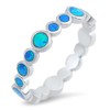 Eternity Blue Simulated Opal Stackable Ring New .925 Sterling Silver