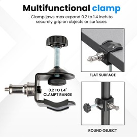 Impact Heavy-Duty Pole Clamp with Baby Pin & 1/4"-20 Screw – Ultimate Adjustable Mount for Lighting Stands, Studio Gear, and Camera Accessories – Secure and Versatile Clamp for Professional Use