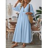 Celmia Cotton Dress for Women Summer Boho Puff Sleeve Linen