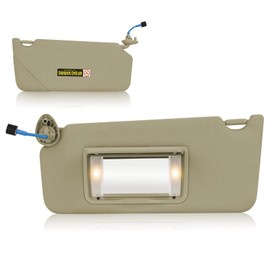 Sun Visor with Light for Honda Accord 2008-2017, Left Driver Side Beige Sunvisor Replacement 83280TA0A91ZB