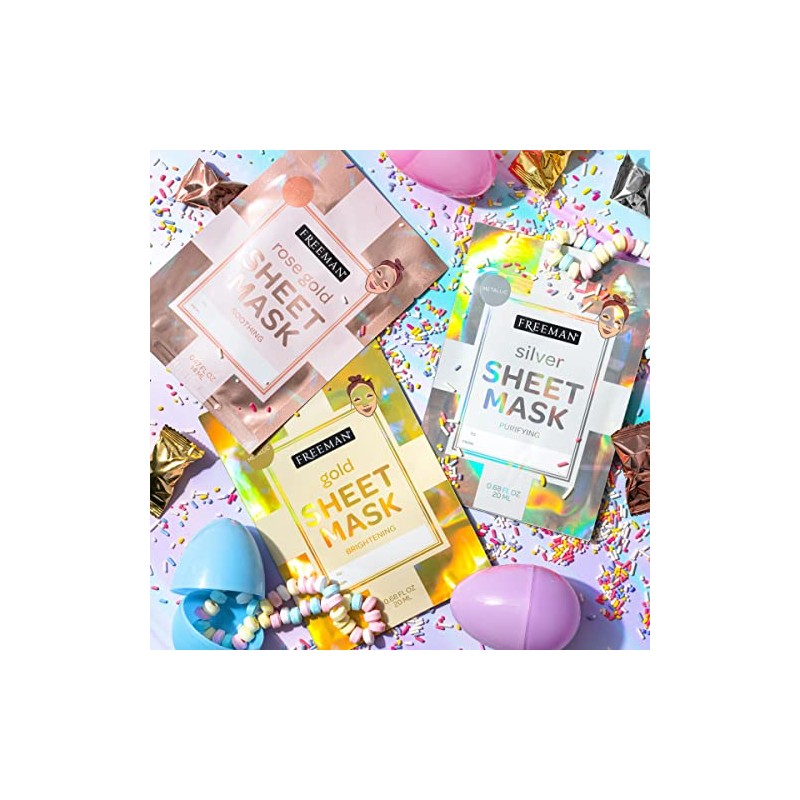 Freeman Limited Edition Valentines Day Metallic Sheet Masks, Variety 12