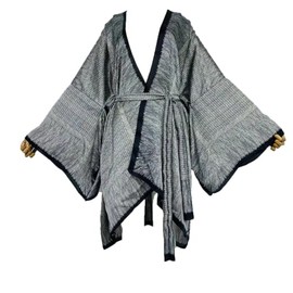 Misryssa Bikini Sweet Lady Pink Boho Print Self Belted Front Open Long Kimono Dress Beach Tunic Women Wrap Dresses, Color40, plus