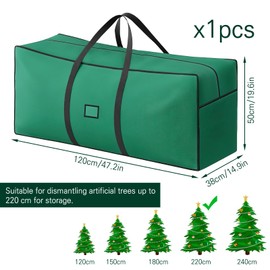 ACTOYS Borsa per Albero di Natale, Borsa Portaoggetti per Albero di Natale Impermeabile, Custodia Albero di Natale, Borsa Porta Albero di Natale 210 cm, Contenitori Addobbi (Verde, 120 * 38 * 50cm)