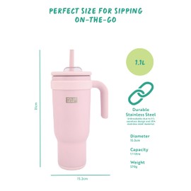 Polar Gear Stainless Steel Water Bottle with Straw - 1.1L Double Wall Insulated Tumbler with Straw and Lid - BPA- Free Leakproof Water Flask - Drinks Bottle Keeps Drinks Hot or Cold for Hours