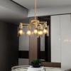 Modern Gold Iron Pendant Light 6-Light Clear Glass Shade Round