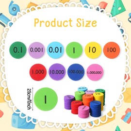 Kingdder Place Value Disks 10 Values Decimals to Whole Numbers Counting Chips for Kids Base 10 Place Value Manipulatives Math Counters Discs Set for Elementary School Math Supplies (1000 Pcs)