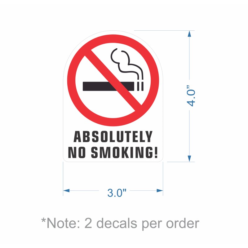 Unbranded ABSOLUTELY NO SMOKING stickers | white | outdoor durable