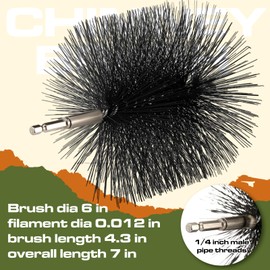 Teenyyou Wire Chimney Cleaning Brush with 1/4" NPT Fitting and 12 Rods, 6 Inch Round Steel Chimney Cleaning Brush and 16 Inch Fiberglass Chimney Rods for Cleaning Chimney Hearth Fireplace