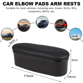 KVAEY Car Armrest Support Cover, Leather Adjustable Car Armrest Support Left Elbow Pad Extender, Comfortable Car Side Door Armrest Pillow with Storage Box Relieves Driver Arm Fatigue (Black, Style 1)