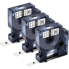 3-Pack Aonomi Compatible Label Tapes Replacement for DYMO 18051 18053 18055 (1/4", 3/8", 1/2") Heat Shrink Tube Labels for DYMO Rhino 4200 5200 5000 Industrial Label Maker, Black on White, 4.9 Feet