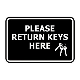 Signs ByLITA Classic Framed Please Return Keys Here Sign (Black) - Large