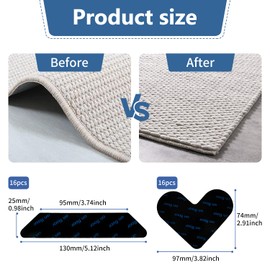 32 Pieces 2 Shapes Non-Slip Rugs Non-Slip Reusable Washable Non-Slip Rugs Non-Slip Corners for Wooden Floors Rugs and Rugs