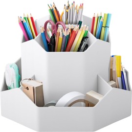 PANTSLINE 360° Rotatable Pen Holder, Multifunctional Office Organiser, Desktop Organiser, 9 Compartments, Large Capacity, Suitable for Office Storage, School Offices, Dressing Tables etc