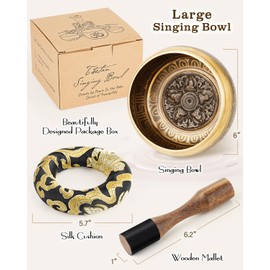 Tibetan Singing Bowl Set — Meditation Sound Bowl Handcrafted in Nepal for Yoga, Chakra Healing, Mindfulness, and Stress Relief — Self-Care Spiritual Gifts for Women and Men