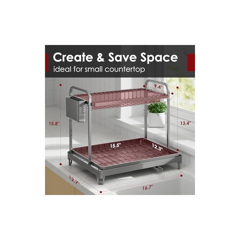 Sakugi 2-Tier Dish Drying Rack - Stainless Steel Dish Rack