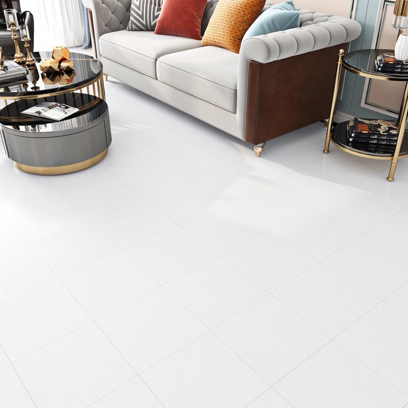 Livelynine White Peel and Stick Floor Tile Waterproof Bathroom Flooring