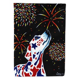 Caroline's Treasures AMB1451CHF for Our Heros Fireworks Patriotic Dalmatian House Flag Large Porch Sleeve Pole Decorative Outside Yard Banner Artwork Wall Hanging, Polyester, House Size, Multicolor