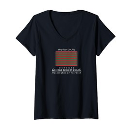 Womens General George Rogers Clark Flag V-Neck T-Shirt