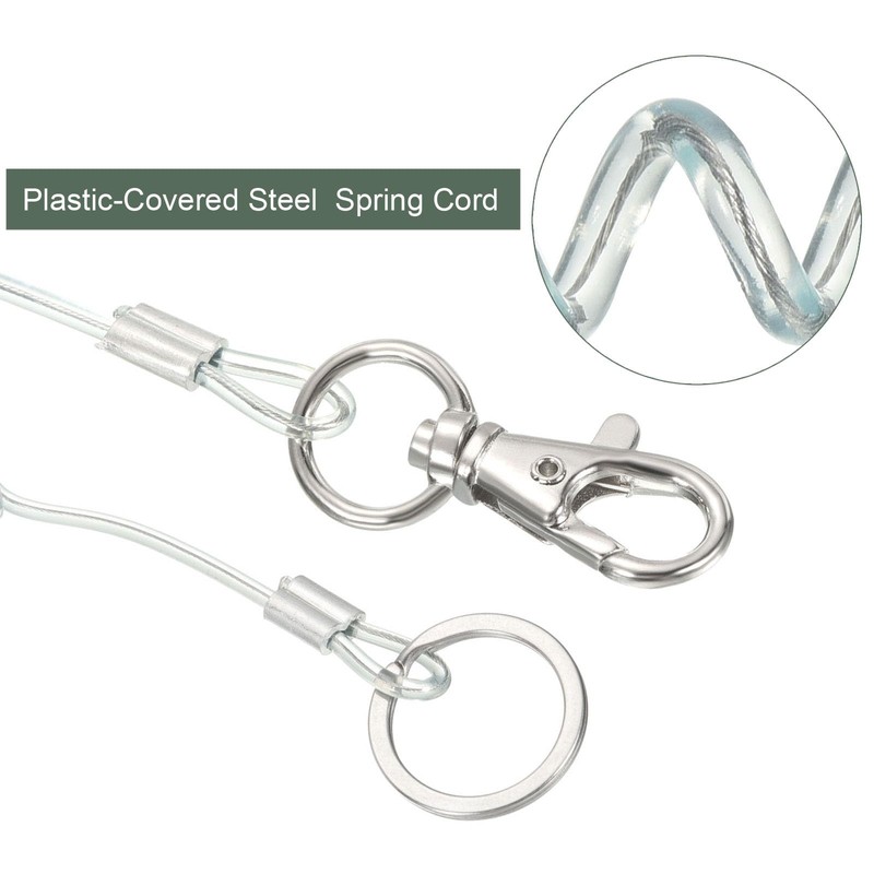 YOKIVE 2 Pack Retractable Coil Spring Keychain, Spiral Stretchy Cord