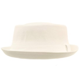 Men's Everyday Cotton All Season Porkpie Boater Derby Fedora Sun Hat L/XL White