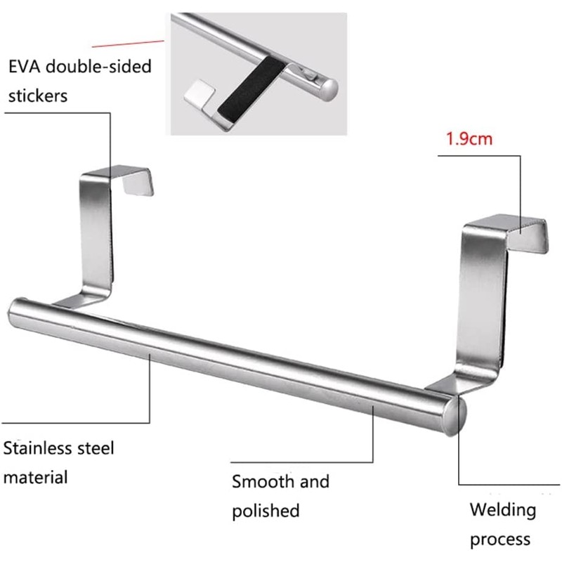 DAIYEE Stainless Steel Over Door Towel Rack Bar Holders for
