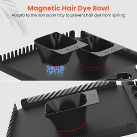 TASALON 2 Piece Magnetic Plastic Hair Dye Mixing Bowls Set, Beauty Salon and Barber Styling Bowls for Hairstylists, Black