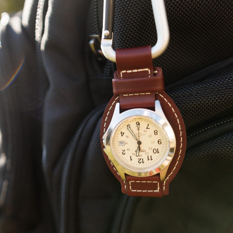Dakota Leather Field Clip, Clip Watch, Leather Fob Strap, Lightweight