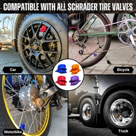 Dinosaur Tire Valve Stem Caps – 4 Pack | 3D Printed Cute Dino Air Caps for Car, Bike, Motorcycle, Truck | Universal Fit Schrader Valve | Fun Vehicle Accessory (Purple)