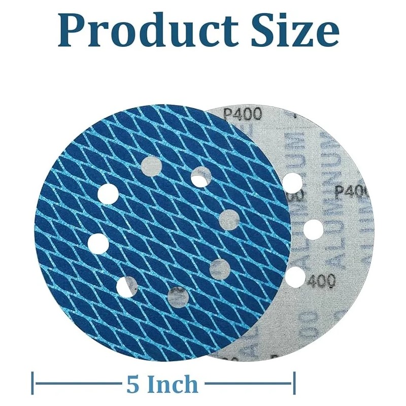 50Pcs Diamond Shape 5" Sanding Discs Hook Loop Sander Orbitial