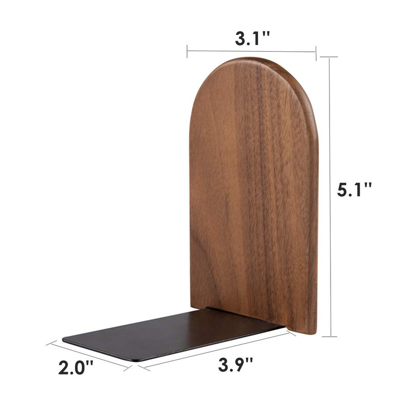 Pandapark Wood Bookends,Non-Skid Bookend for Shelves,Heavy Duty Bookends,Book Stand for