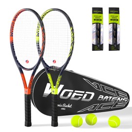 Pro Tennis Racket for Adults, 2 Player 27 inch Speed Tennis Racquet Acceptable for Beginner and Professional with 3 Tennis Balls, 2 Vibration Dampes, 2 Overgrips, Tennis Bag