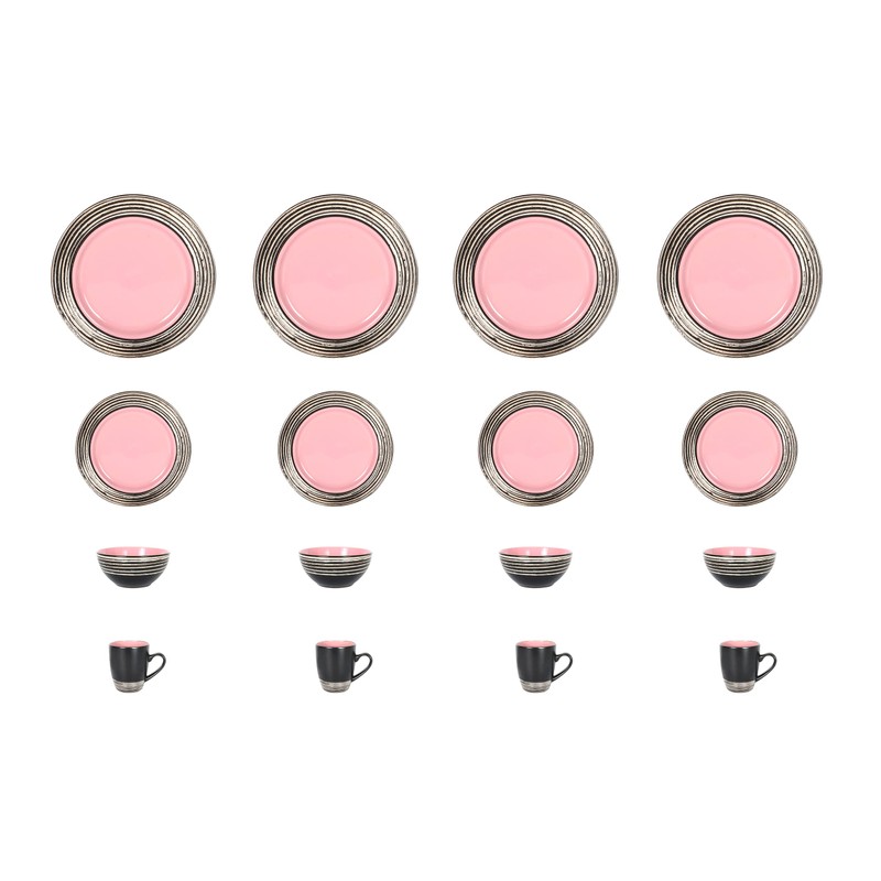 HomeVss 16 Piece Dinnerware Set, Ceramic Plates and Bowls Sets