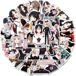 Anime 50 Stickers Calcomanías de Anime Variado Contra Agua: jujutsu kaisen, attack on titan, my hero academia, naruto, darling, tokyo revengers, one piece, haikyuu, chainsaw man, etc... (Kaguya Sama)