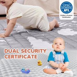 MHOMER Baby Play Mat 71X59 - Thick and Soft Tummy Time Mat Playpen mat for Floor Non-Slip Premium Quality for Babies and Toddlers Comfort and Safety Portable and Machine Washable (Bear)