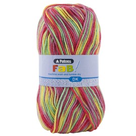 Patons Fab DK Kitting/Crochet Yarn Double Knitting Wool 100g Balls and 100% Acrylic Machine Washable & Tumble Dry Yarn - 44 Colours in The Range - Colour 2344 - Clown - 1 x 100g Ball