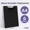 volila Clipboard A4-6 Pack Black Portable Clipboards to Organize and