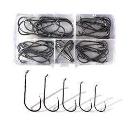 Dingbear 50pcs(5/0#,4/0#,3/0#,2/0#,1/0#) Super Hook Military Steel Fishing Hooks Fish Hooks Hooks For Fish Fishinghooks Fishinghook … (50pcs Eagle Claw Hook)