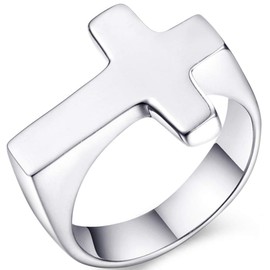 Jude Jewelers Stainless Steel Christian Sideways Cross Signet Style Ring, Metal