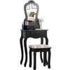 LDAILY Vanity Table Set with Cushioned Stool, Makeup Table with