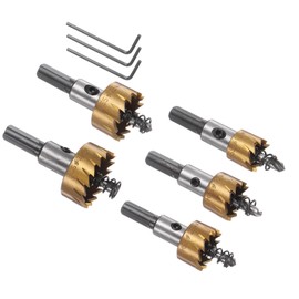 Kozelo 5pcs Hole Saw Kit - [16mm 20mm 22mm 25mm 32mm] HSS (High Speed Steel) Drill Bit Hole Cutter Set for Metal Wood Plastic Use, Titanium Plated, Triangular Shank