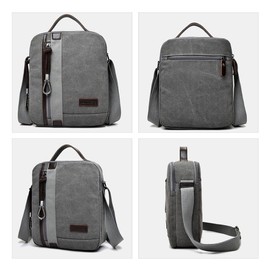 Men Canvas Cross Body Bag Messenger Bag Satchel Unisex Large Capacity Shoulder Bag Rucksack Casual Travel Bag Daypack for Work School Daily Outdoor Sports