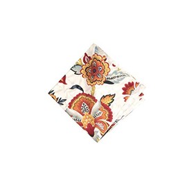 C&F Home Kennedy Single Napkin Cream Colored Red and Gold Floral Cotton 20" X 20" Machine Washable Dinner Cloth Napkin 20" x 20" Red