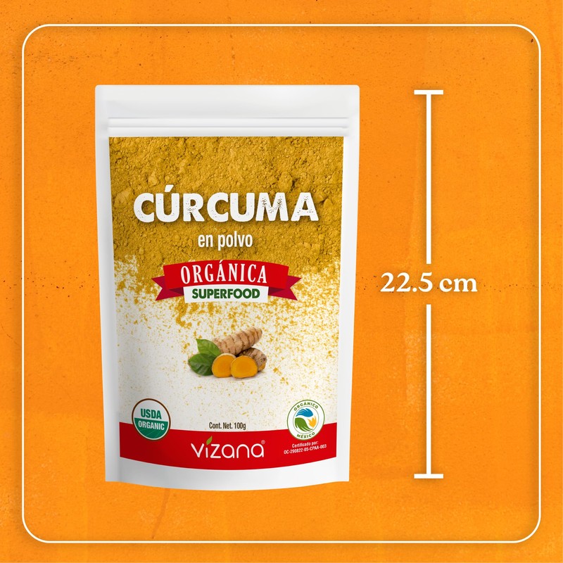 VIZANA NUTRITION | Cúrcuma Orgánica Certificada USDA en Polvo 200g