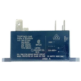 1-Pack T92P7A22-240 Power Relay - 240VAC 30A 6-Pin DPST-NO Industrial Relay - Compatible with HVAC Systems & Commercial Equipment