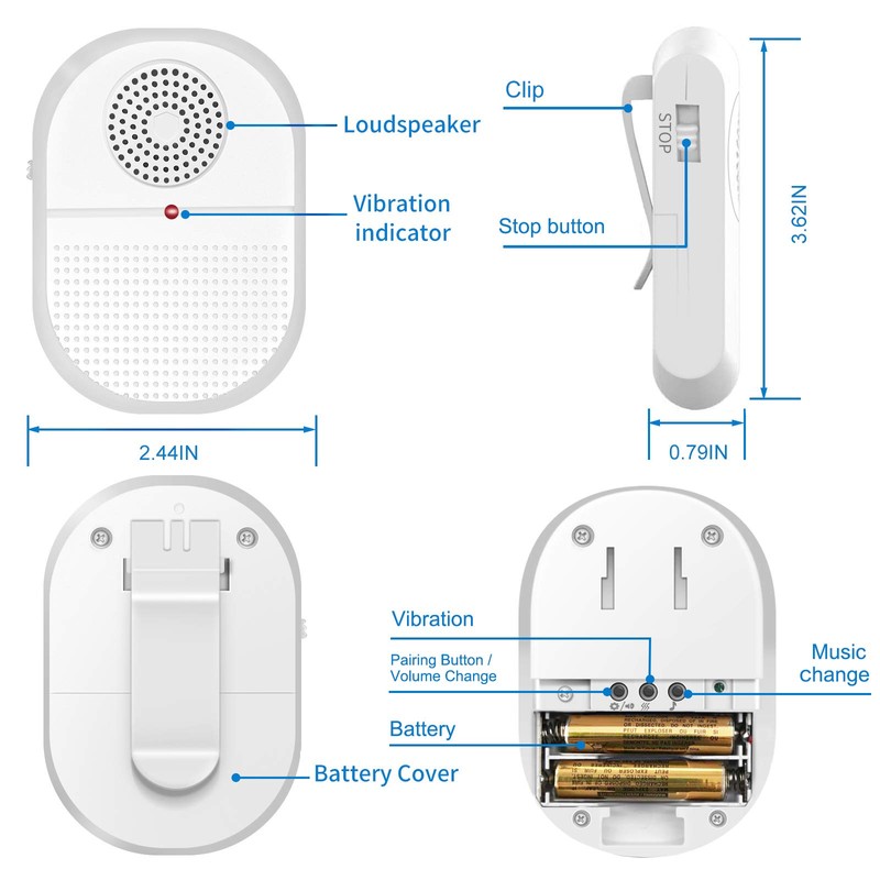 CallToU Wireless Caregiver Pager Waterproof Call Button Vibration Call Button